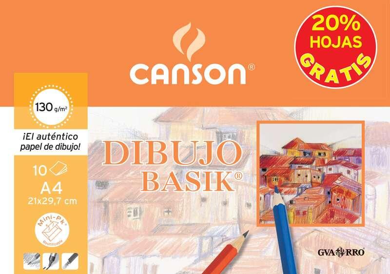 Canson Minipack Promo 10 Dragni di Basik Smooth - 21x29.7 - 130 g - 20% antiappannamento - Colore bianco