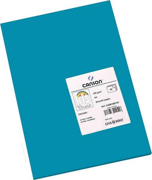 Tanson Guarro Confezione da 50 carte Iris A4 185G - 21x29,7 cm - Colore blu Caraibico