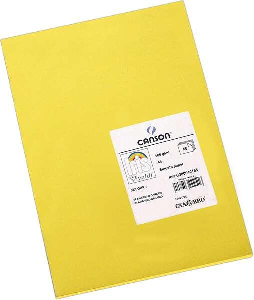 Canson Guarro Confezione da 50 biglietti Iris A4 da 185 g - 21x29.7 cm - Colore giallo canarino