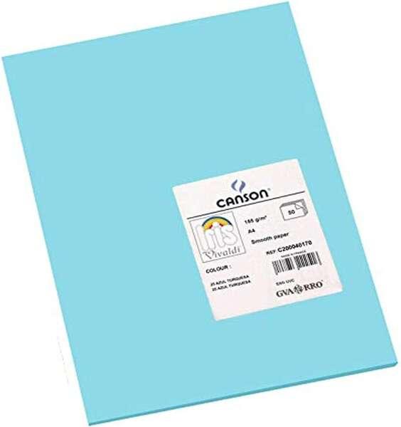 Tanson Guarro Confezione da 50 carte Iris A4G da 185G - 21x29,7 cm - colore blu turchese