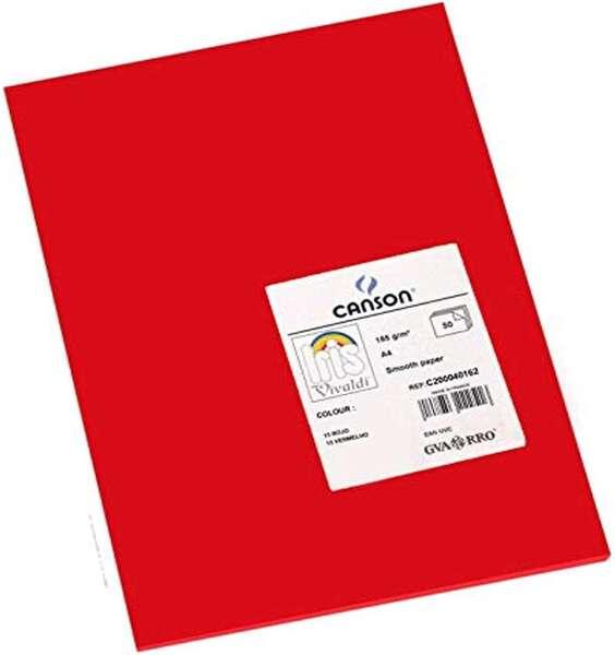 Tanson Guarro Confezione da 50 carte Iris A4 185G - 21x29,7 cm - colore rosso