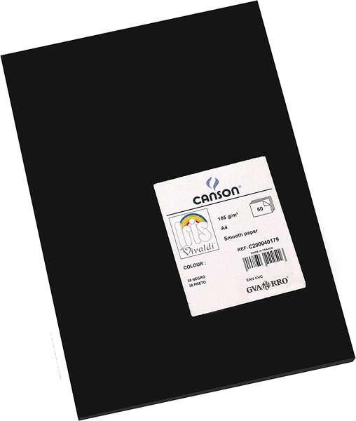 Canson Guarro Pack de 50 Cartulinas Iris A4 de 185g - 21x29.7cm - Color Negro