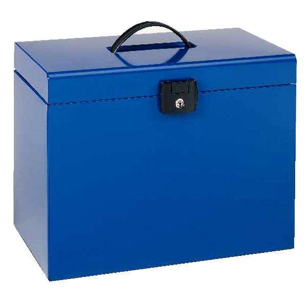 Valigetta in metallo Esselte Home-Box A4 - con 5 cartelle - Blu - con maniglia e serratura con chiave