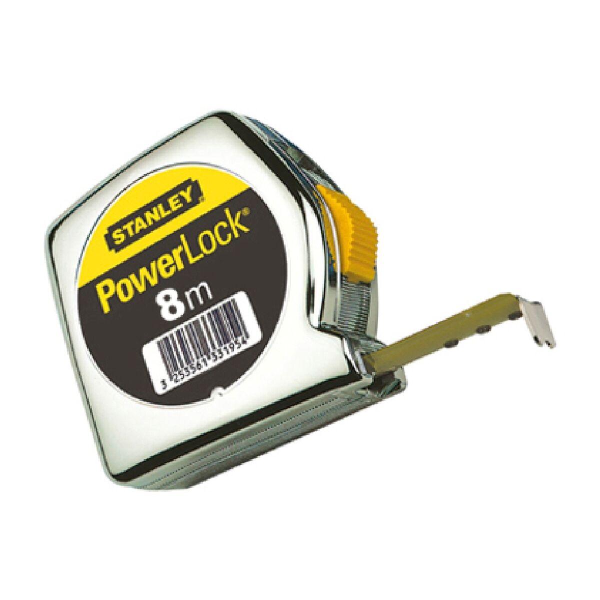 Flessometro STANLEY Powerlock 8 m x 25 mm - nastro in acciaio rivestito in Mylar - gancio per cintura - M33198