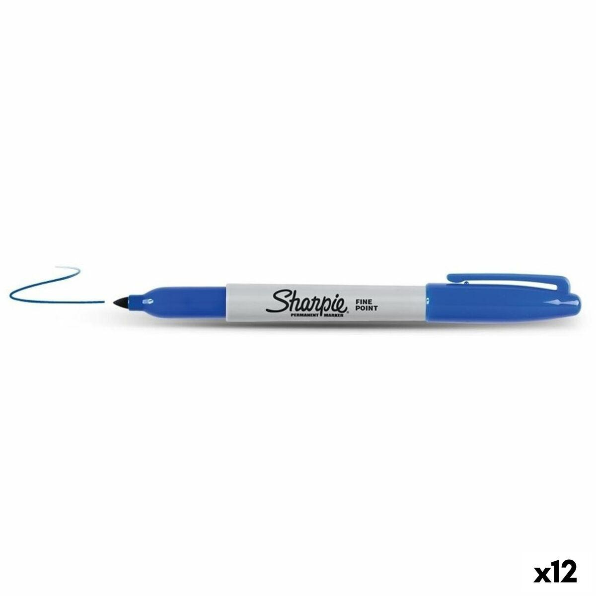 Sharpie Fine Point marcatore permanente Punta sottile Blu (Sharpie S0810950 Fine Blue Pens Box of 12)