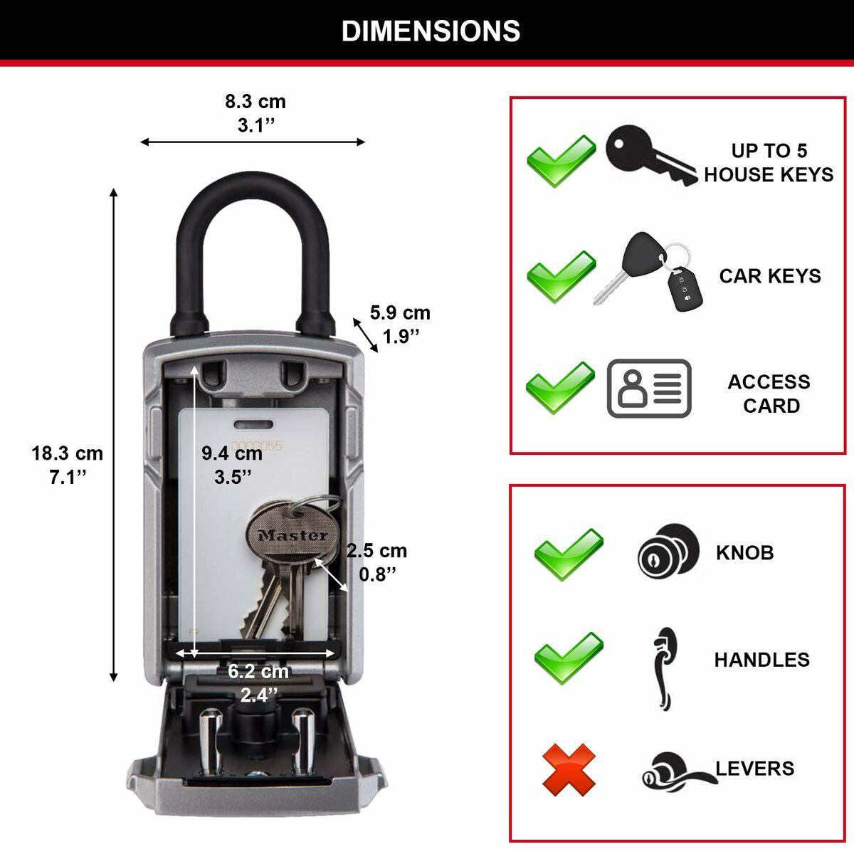 Cassaforte Master Lock 5440EURD Chiavi Nero/Argentato Zinco 18 x 8 x 6 cm (1 Unità )