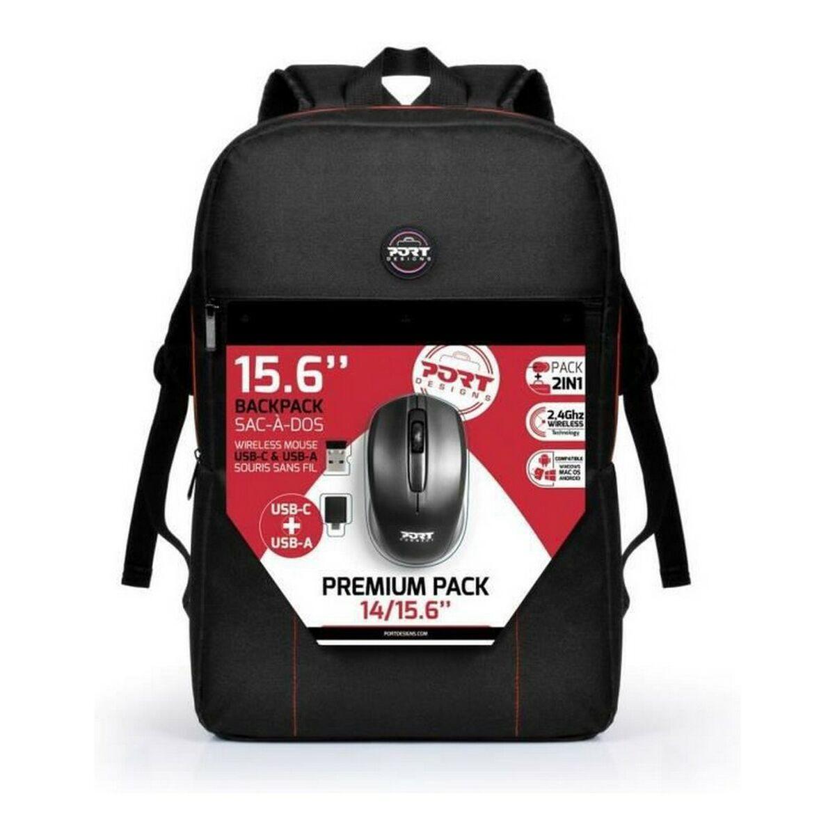 PORT 501901 - PREMIUM BP PACK - SAC À DOS POUR NOTEBOOK14/15.6 + UNE SOURIS SANS FIL USB-A ET USB-C