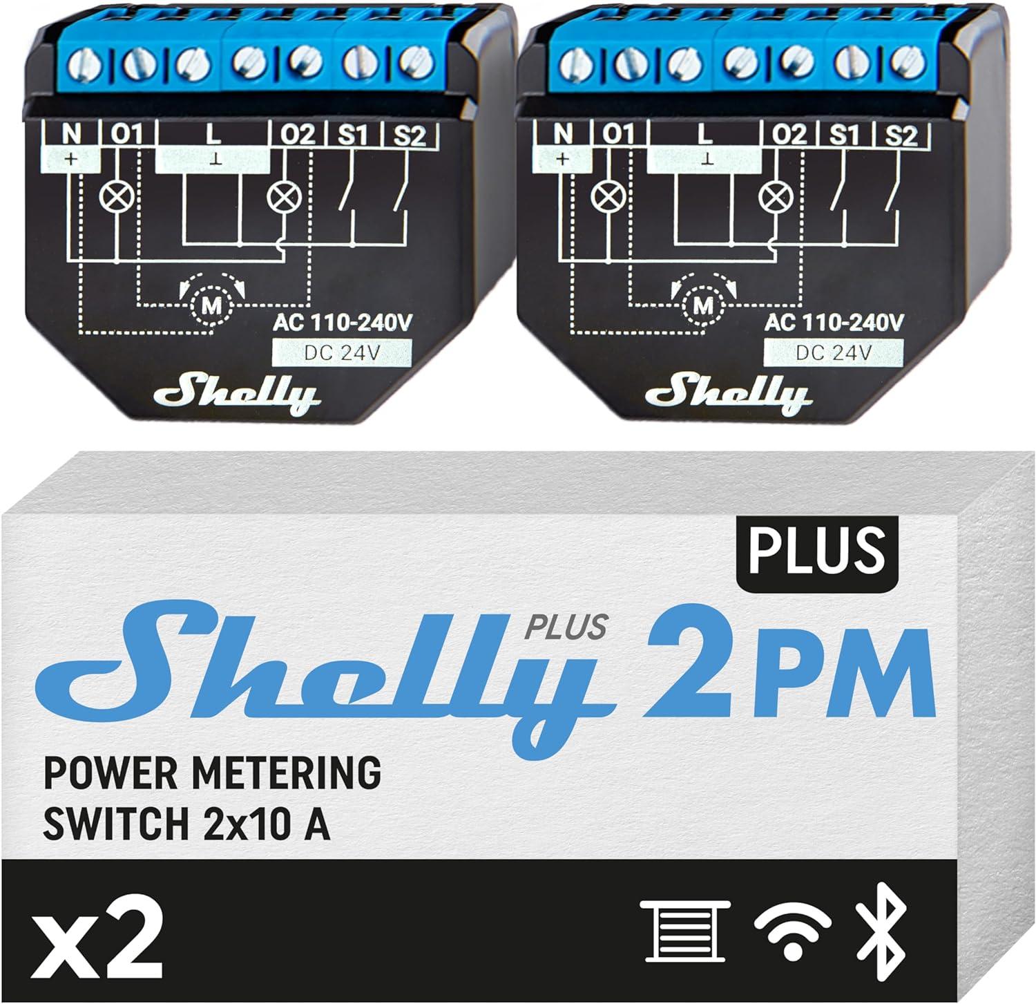 Shelly Plus 2PM DOUBLE PACK - Smart Relay 16A AC/DC WiFi