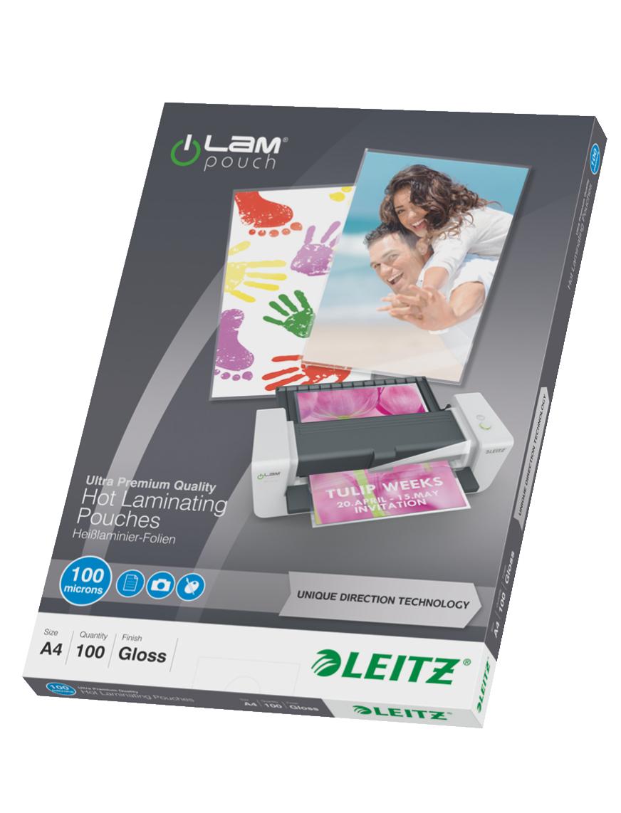 Leitz iLAM UDT pellicola per plastificatrice 100 pz (Leitz 74800000 A4 UDT iLAM 100 Micron Pouch 100Pk)