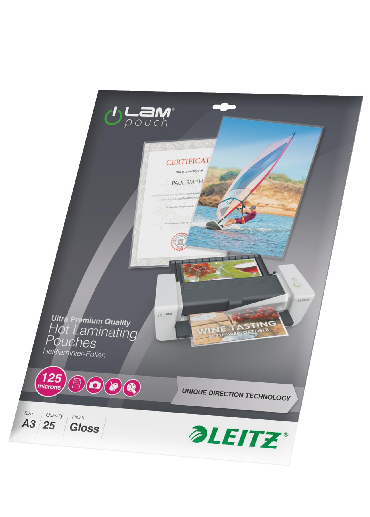 Pellicola per laminazione LEITZ iLAM A3 125mic spessore pellicola 125, 25 pezzi