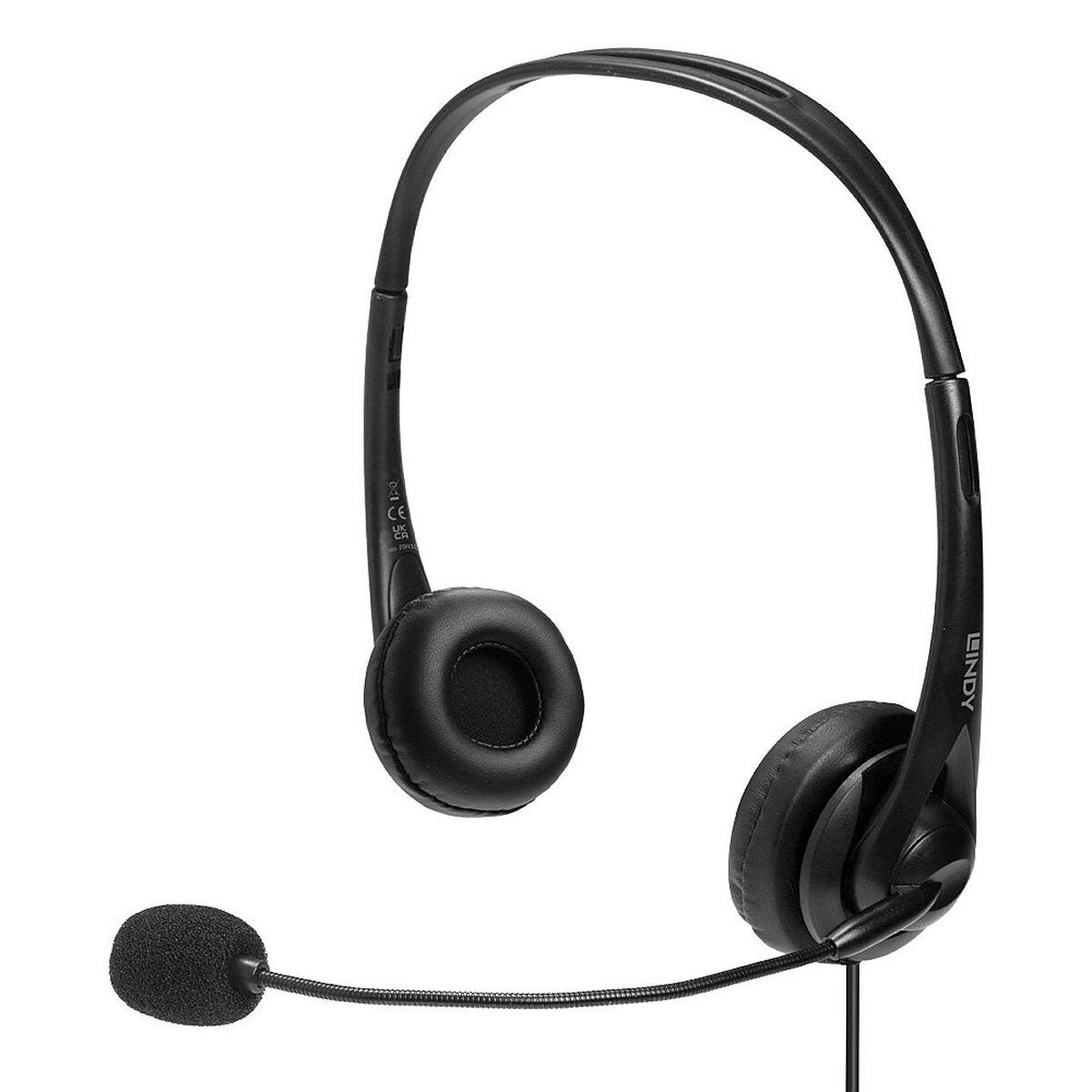 Lindy 20432 cuffia e auricolare Cablato Casco Ufficio Nero (3.5mm & USB Wired Headset)