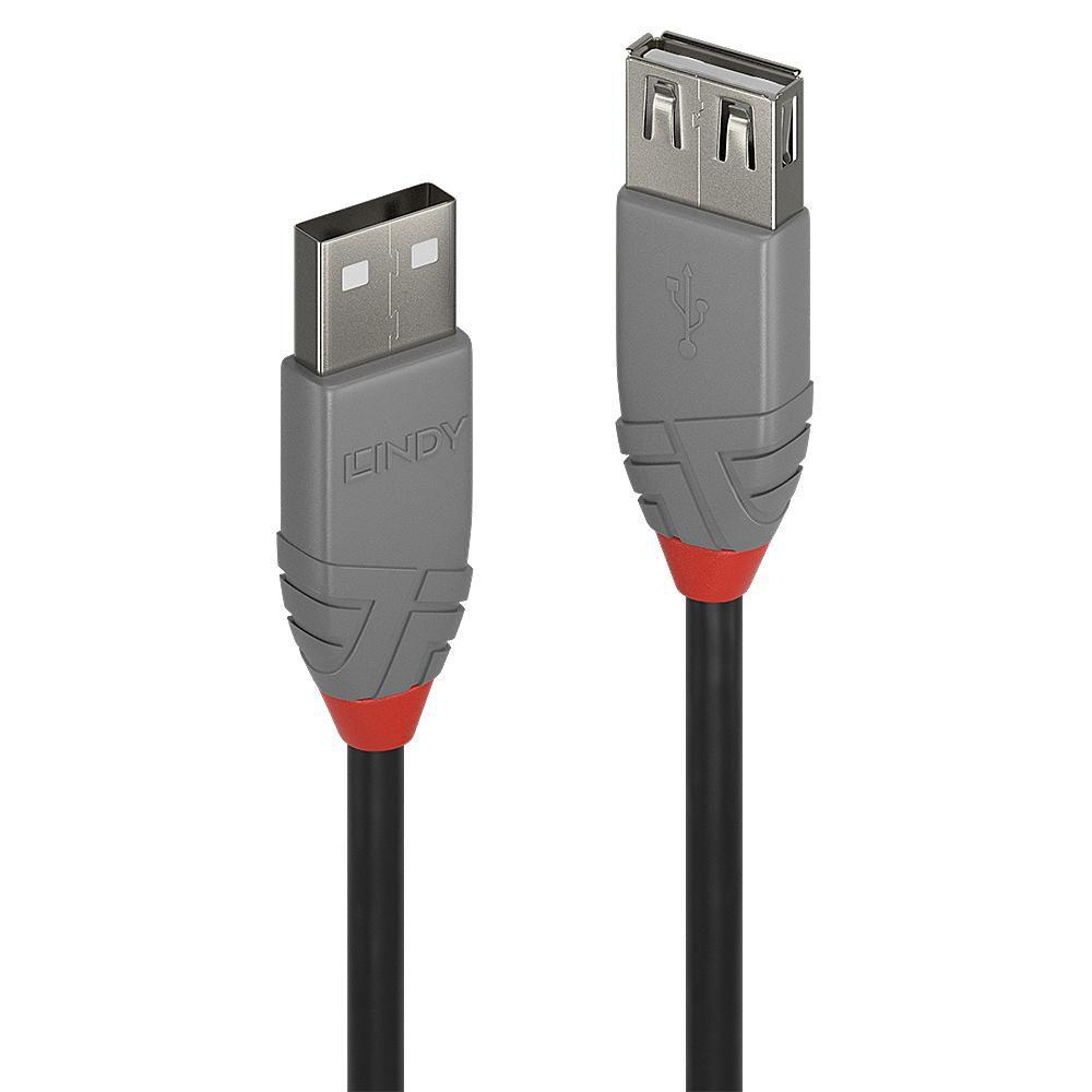 Lindy 36701 cavo USB USB 2.0 0,5 m USB A Nero, Grigio (Lindy 36701 0.5m USB-A [M] 2.0 To USB-A [F] 2.0 Anthra Line 480Mbps Exte