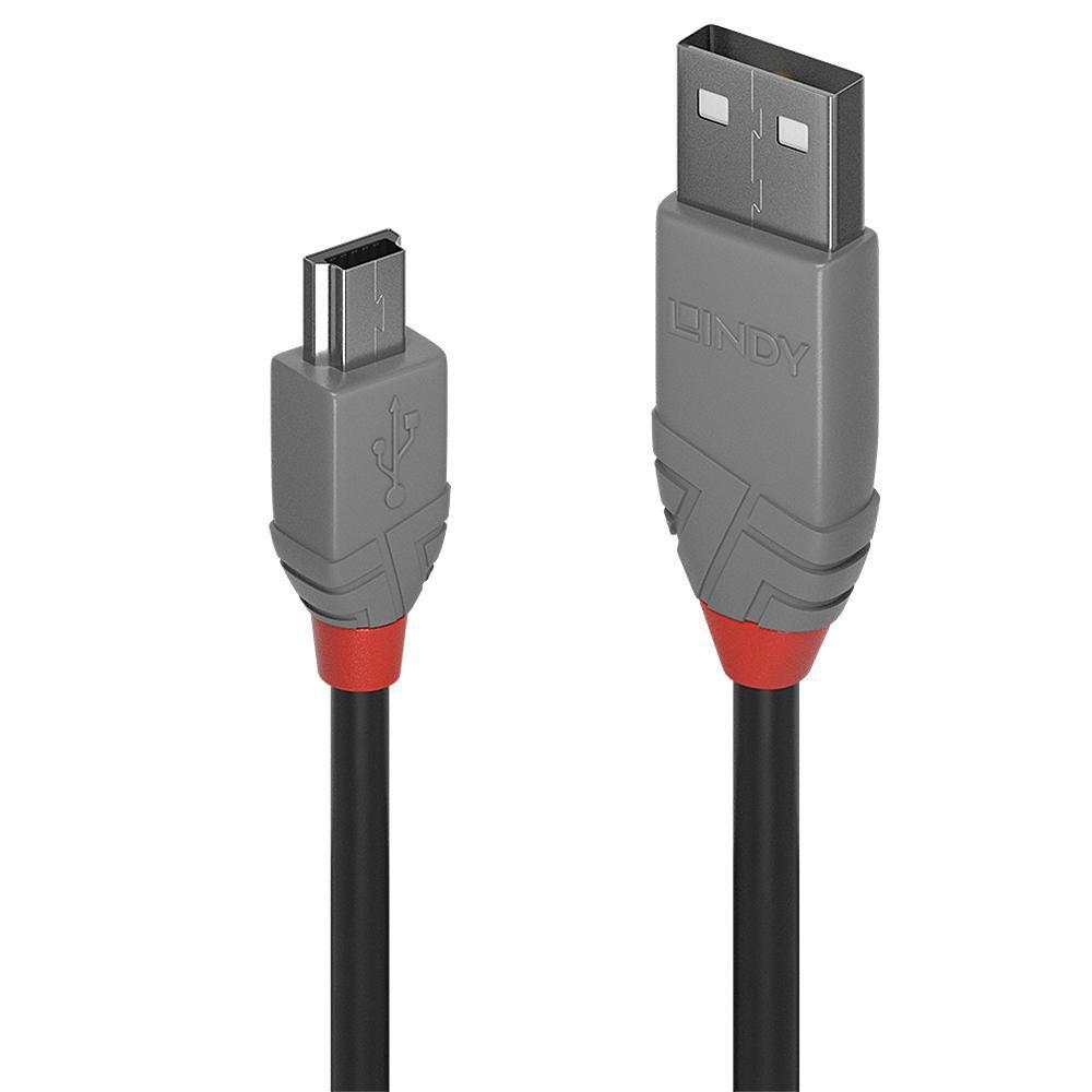 Lindy 36725 cavo USB USB 2.0 5 m USB A Mini-USB B Nero (Lindy 36725 5m USB-A [M] 2.0 To USB Mini-B [M] 2.0 Anthra Line 480Mbps