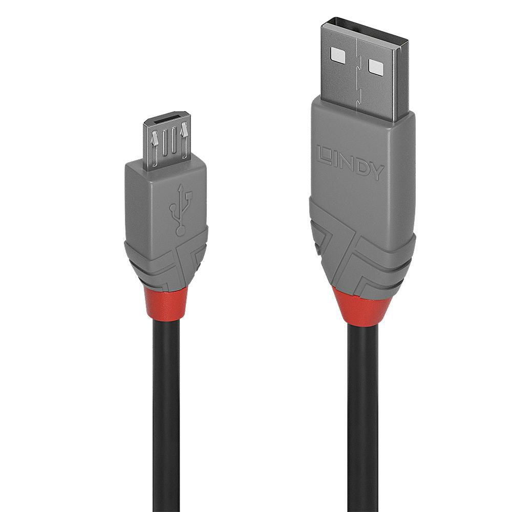 Lindy 36732 cavo USB USB 2.0 1 m USB A Micro-USB B Nero Grigio (Lindy 36732 1m USB 2.0 Type A to Micro-B Cable Anthra Line)