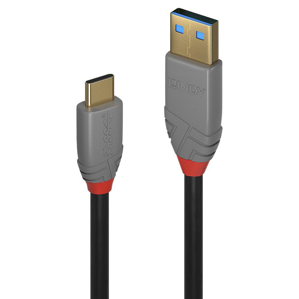 Lindy 36910 cavo USB 0,5 m USB C USB A Nero, Grigio (0.5M Usb 3.2 Type A To C - Cable, 5A Pd, Anthra Line - Warranty: 24M)