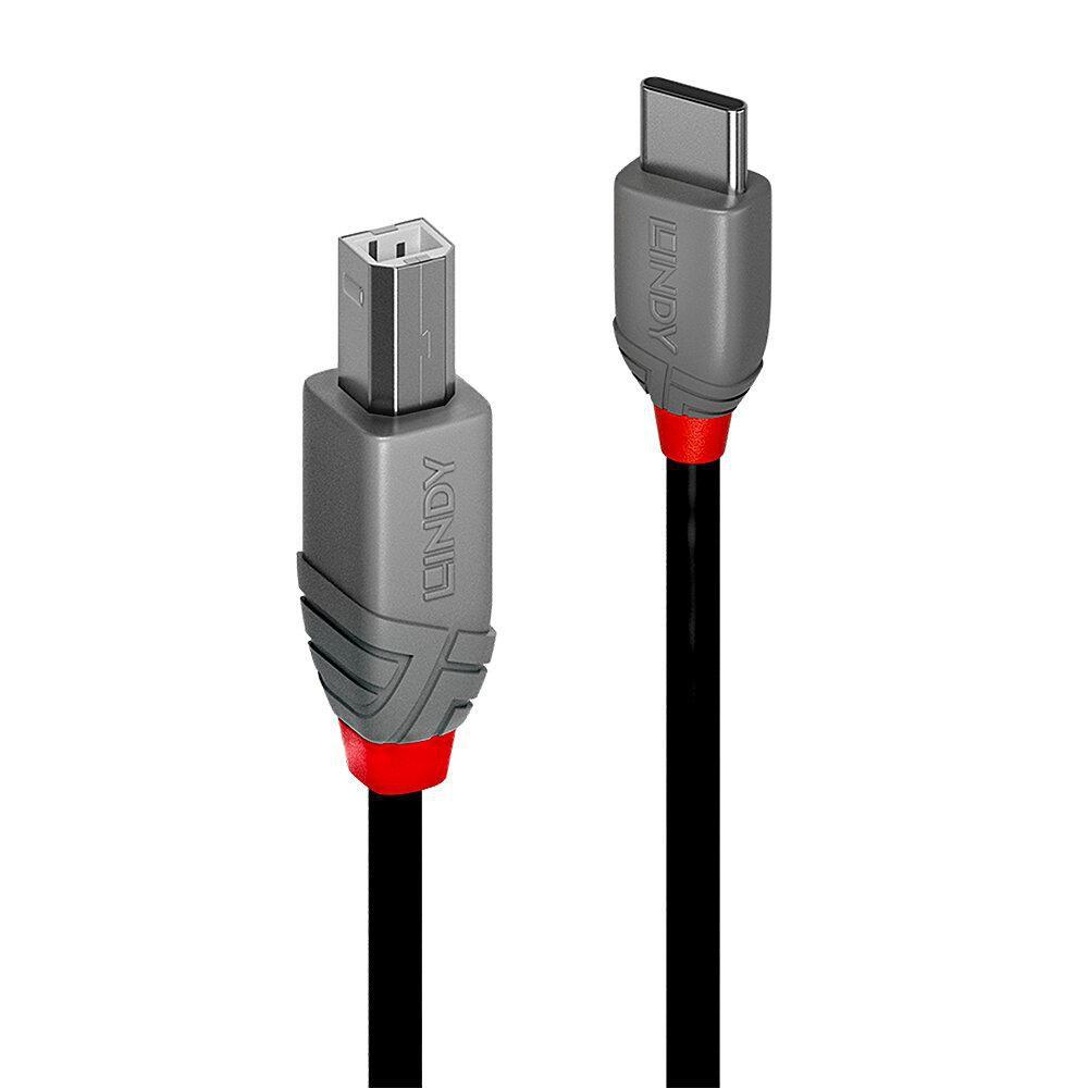 Lindy 36941 cavo USB USB 2.0 1 m USB C USB B Nero (1M USB 2.0 TYPE C TO B CABLE - ANTHRA LINE)