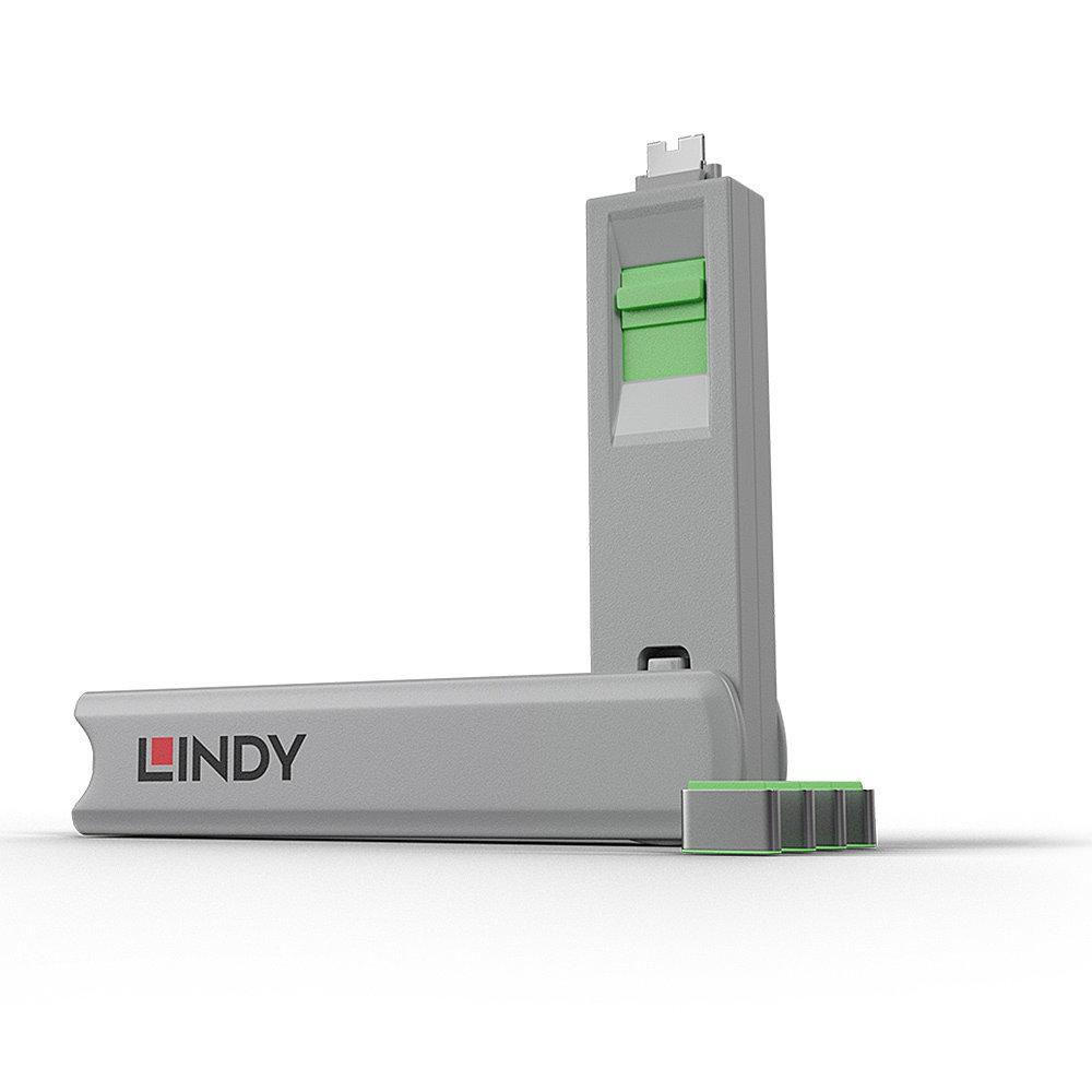 Lindy 40426 clip sicura Bloccaporte + chiave USB tipo-C Verde 5 pz (USBTYPECPORTBLOCKERKEY-PACKOF4)