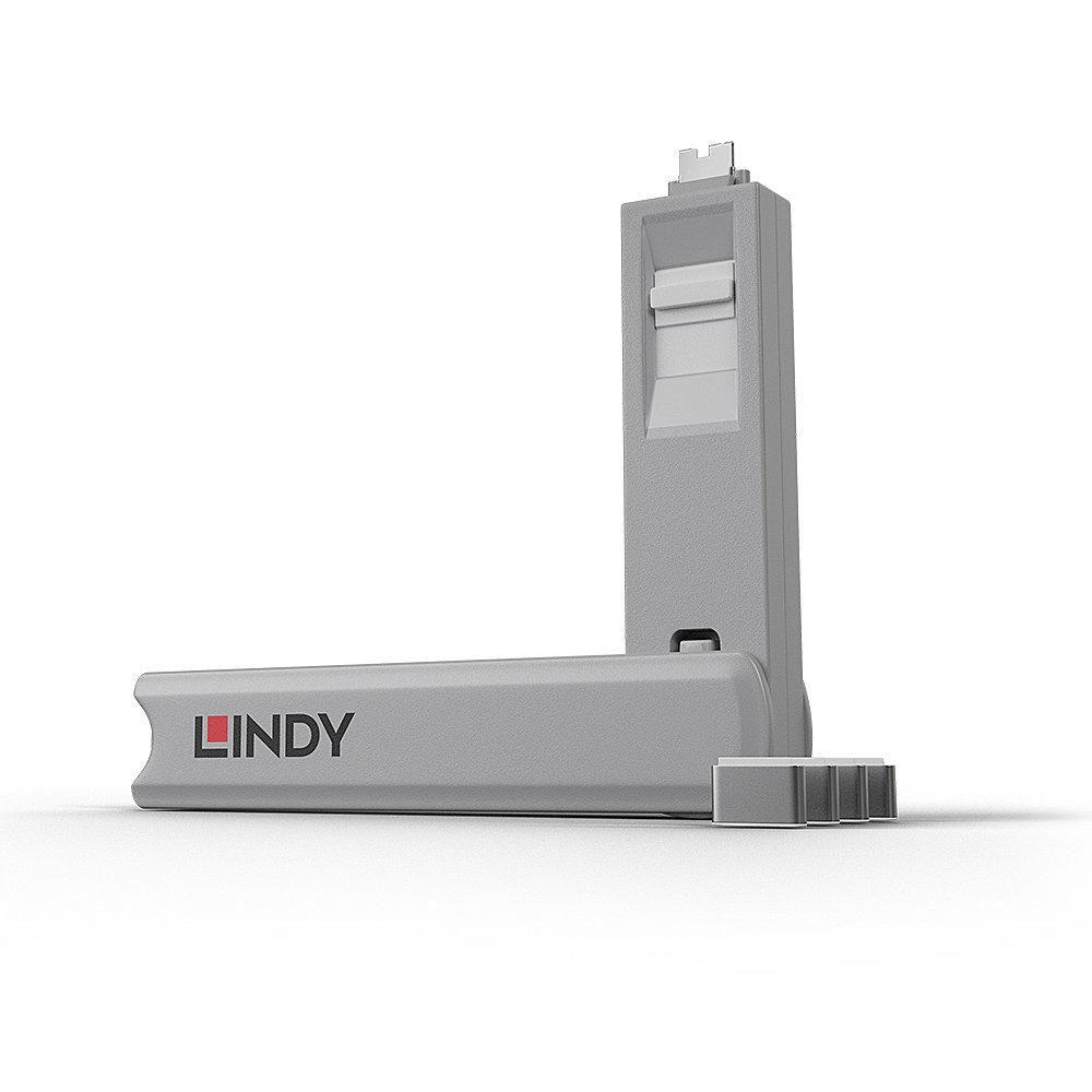 Lindy 40427 clip sicura Bloccaporte + chiave USB tipo-C Bianco 5 pz (port dust cover 4 pc[s] - Warranty: 24M)