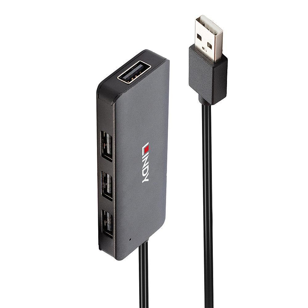 HUB USB 2.0 LINDY per Notebook 4 Porte con cavo - Nero