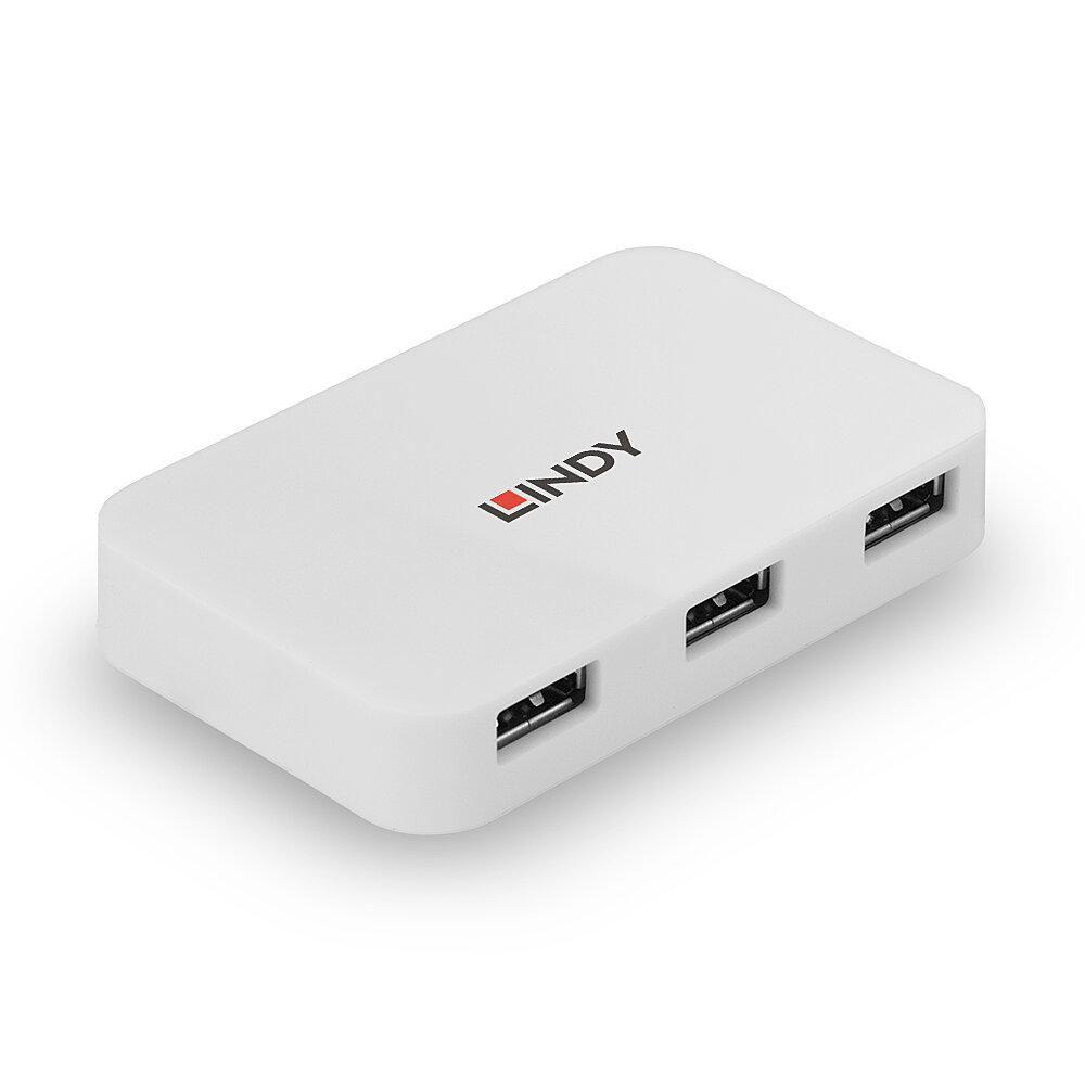 Lindy 43143 hub di interfaccia USB 3.2 Gen 1 [3.1 Gen 1] Type-A 5000 Mbit/s Bianco (Usb 3.0 Hub Basic 4 Port - Warranty: 24M)