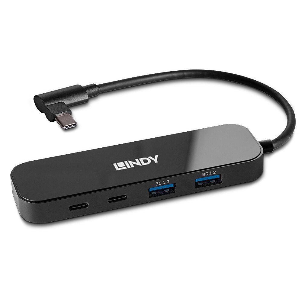 Lindy 43334 hub di interfaccia USB 3.2 Gen 2 [3.1 Gen 2] Type-C 10000 Mbit/s Nero (4 Port Usb 3.2 Gen 2 Hub - Warranty: 24M)