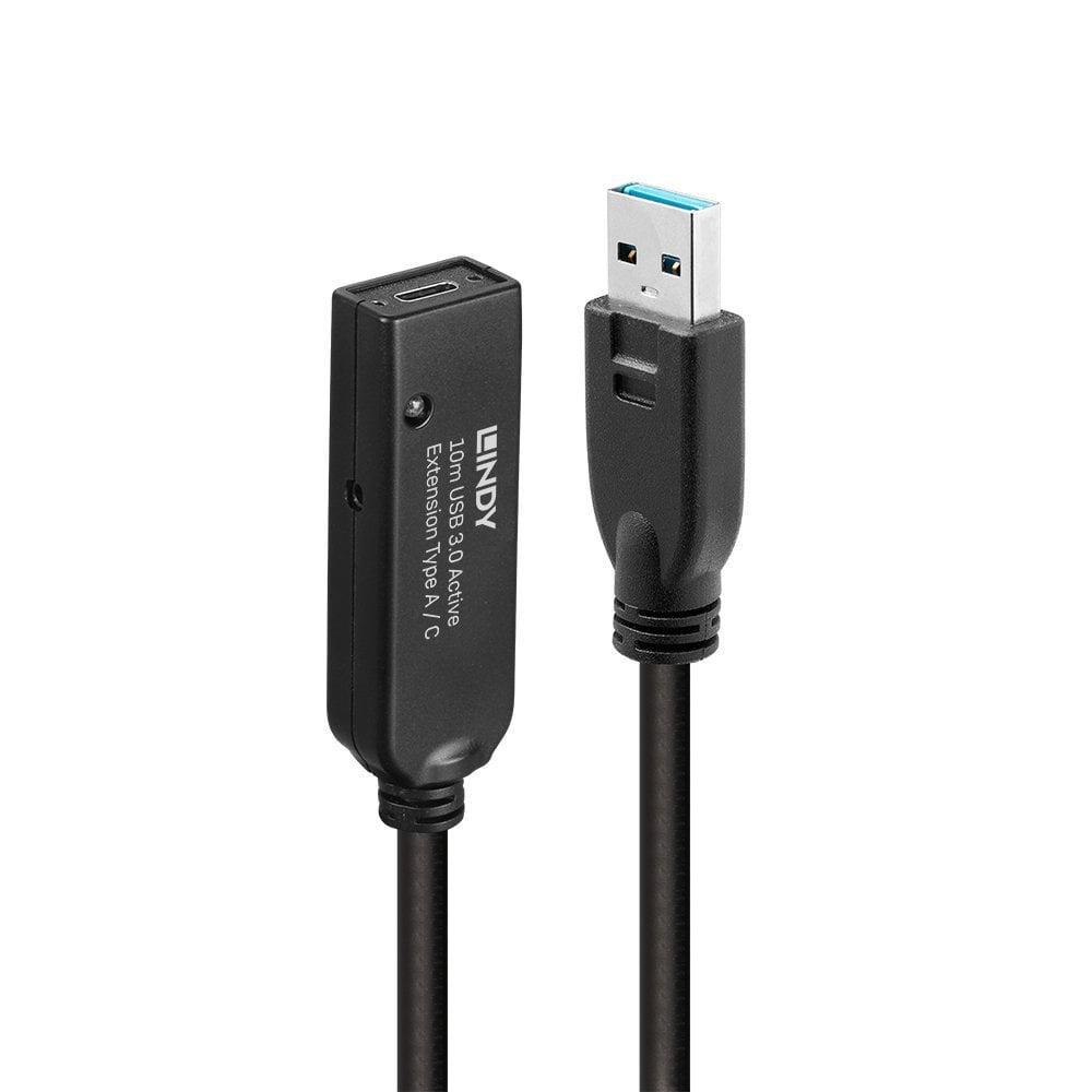 Lindy 43376 cavo USB 10 m USB 3.2 Gen 1 [3.1 Gen 1] USB A USB C Nero (LINDY 43376 10m USB 3.0 Active Extension Type A to C)