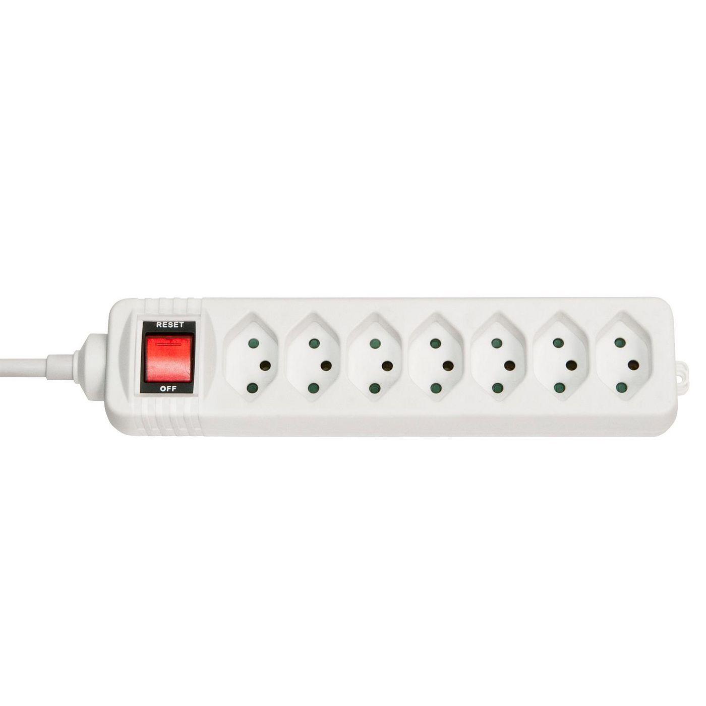 Lindy 73168 prolunghe e multiple 7 presa[e] AC Interno Bianco (7-Way Swiss 3-Pin Mains Power - Extension with Switch, White - W