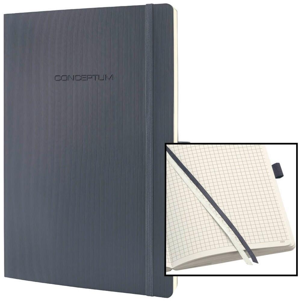 Sigel Notebook Conceptumâ® Circa. Din A4 Copertura morbida a scacchi 194 pagine - Grigio scuro