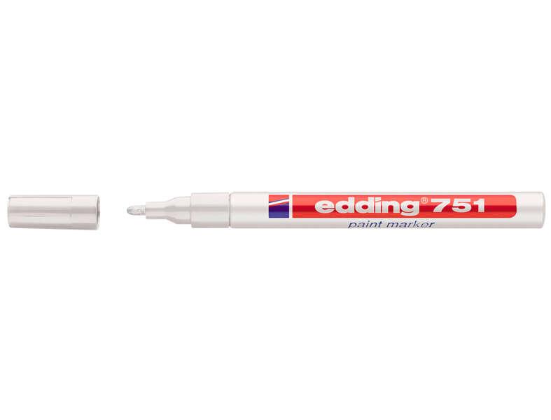 Edding 751 Pennarello Indelebile - Punta Tonda - Linea tra 1 e 2 mm. - Inchiostro opaco - Asciugatura rapida - Colore bianco