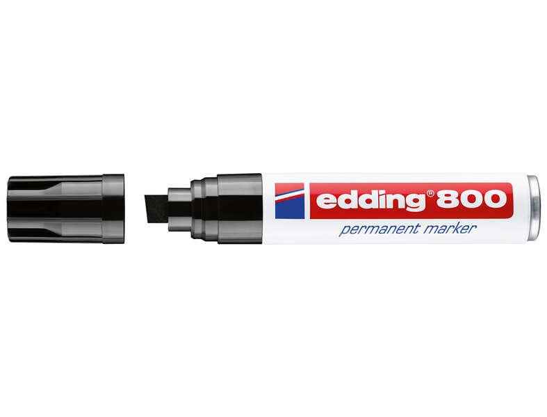 Edding 4-800 001 marcatore permanente Punta smussata Nero 5 pz (edding 800 Permanent Marker Chisel Tip 4-12mm Black [Pack 5] -