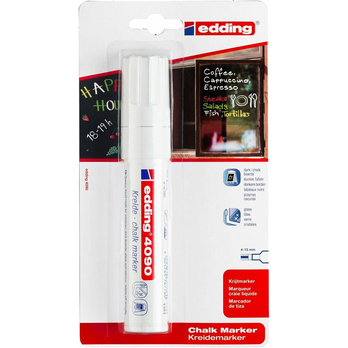 Edding 4090 evidenziatore in gesso Scalpello Bianco 1 pz (edding 4090 Chalk Marker Chisel Tip 4-15mm Line White - 4-4090-1-1049)