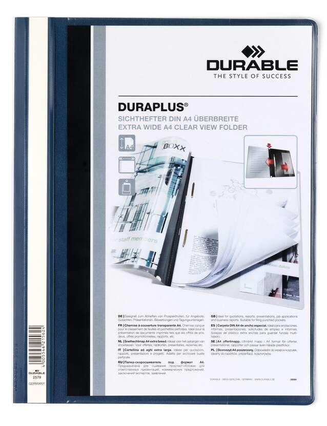 Cartella con chiusura Duraplus durevole - Per formato A4+ - Scomparto interno - Copertina posteriore blu scuro