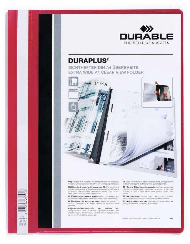 Cartella con chiusura Duraplus durevole - Per formato A4+ - Scomparto interno - Copertina posteriore rossa