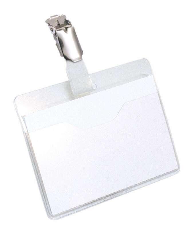 Durable PORTANOME TASCA APERTA CON CLIP (Durable Visitor Name Badge 60x90mm with Metal Clip Includes Blank Insert Cards Transpa