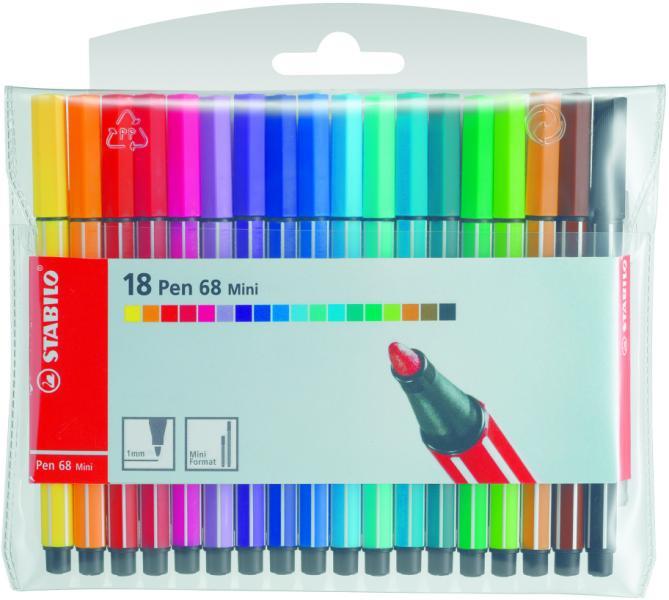 STABILO Pen 68 Mini marcatore Multicolore 20 pz (STABILO Pen 68 Fibre Tip Pen 1mm Line Assorted Colours [Wallet 20] - 6820-04)