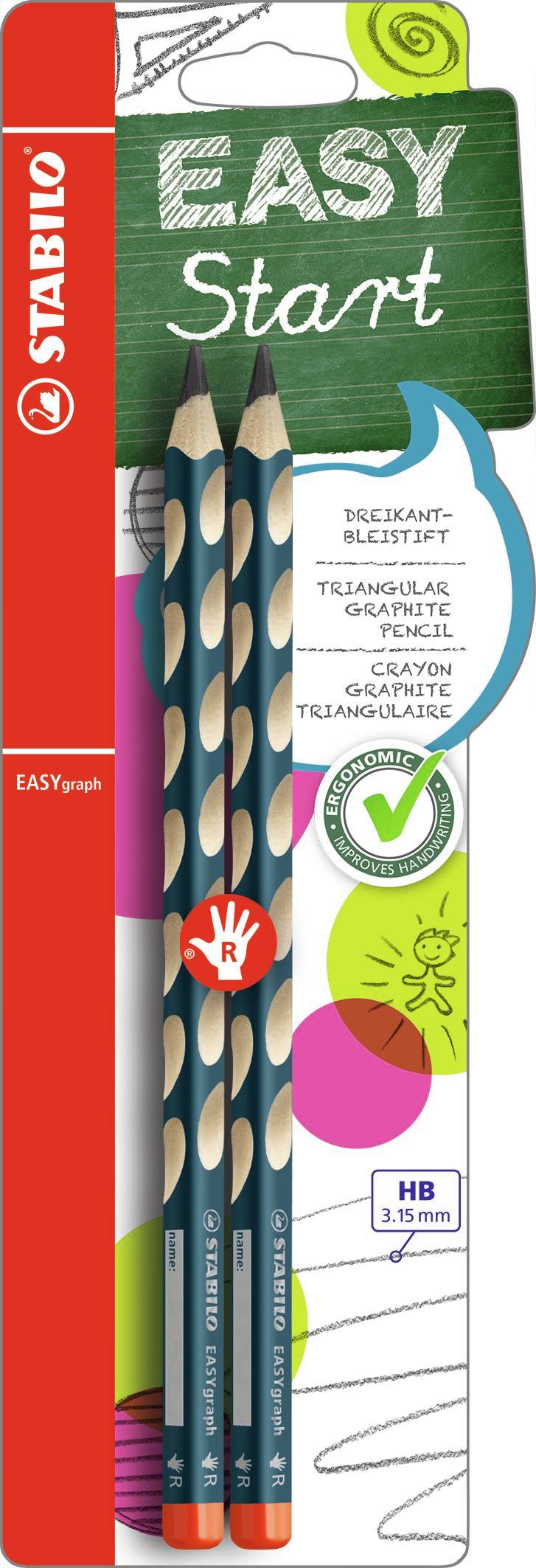 STABILO EASYgraph matita a carboncino 1 pz (STABILO EASYgraph HB Pencil Right Handed [Pack 2] - B-39890-10)