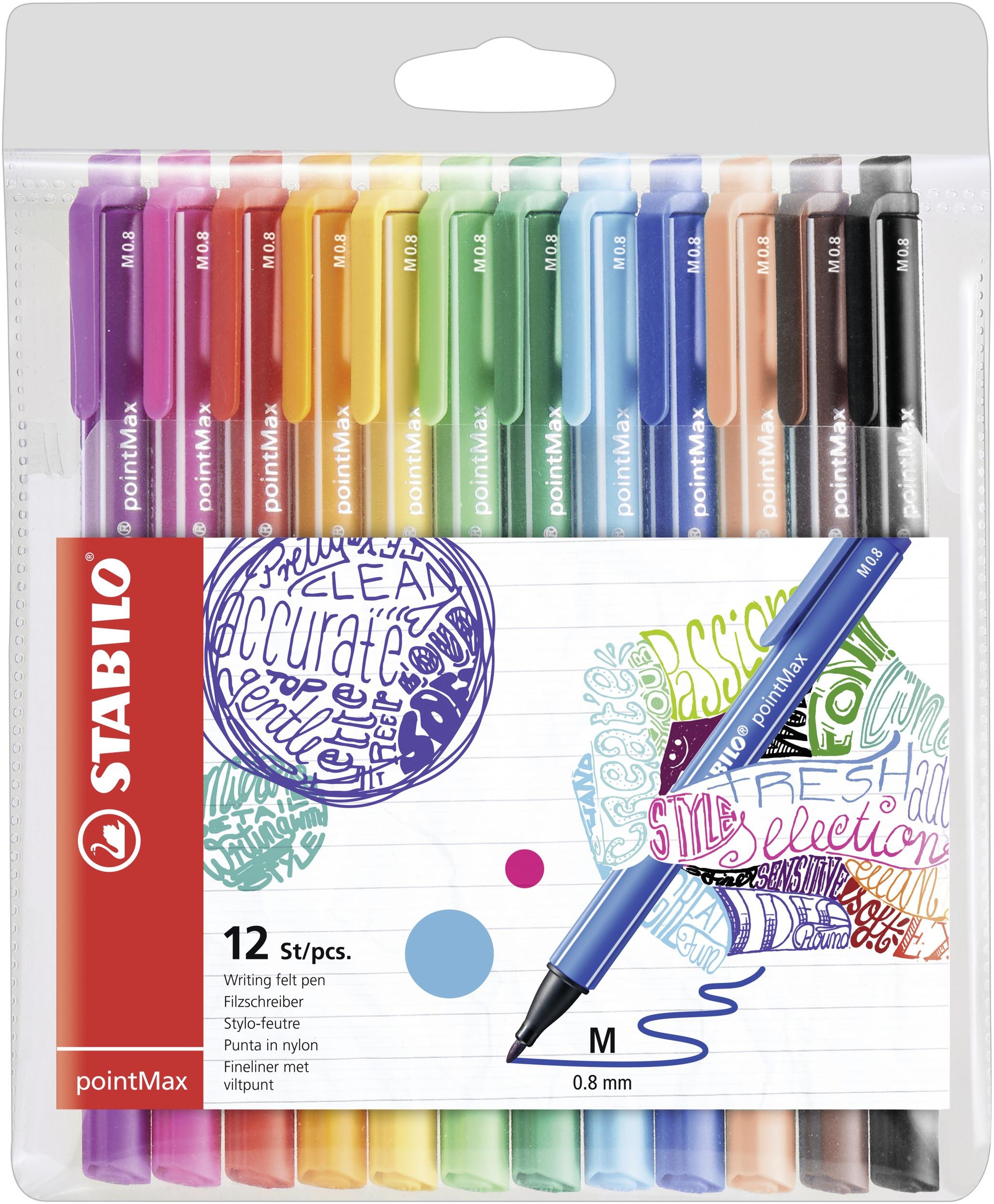 STABILO pointMax penna tecnica Medio Nero, Blu, Marrone, Verde, Azzurro, Verde chiaro, Arancione, Rosa, Viola, Rosso, Giallo 12