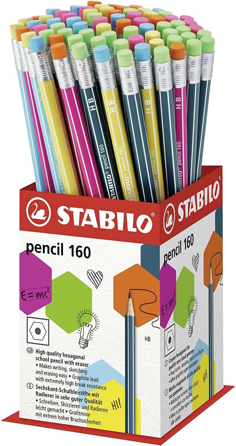 Stabilito Pencil 2160 Espositore di 72 Pencilli con gomma - Mine HB da 2,2 mm - Forma esagonale - Colori assortiti