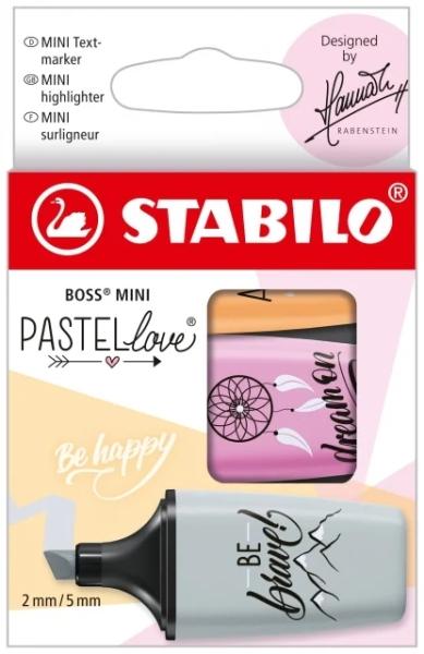 Stabilo Boss Mini Pastellove Pack de 3 Marcadores Fluorescentes - Trazo entre 2 y 5mm - Tinta con Base de Agua - Antisecado - C