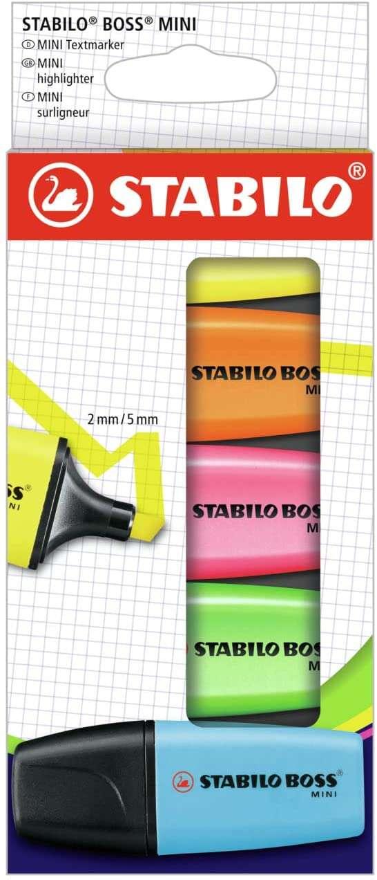 Stabolo boss mini pacchetto di 5 marcatori fluorescenti - corsa tra 2 e 5 mm - Inchiostro a base d'acqua - Antisecado - Colori