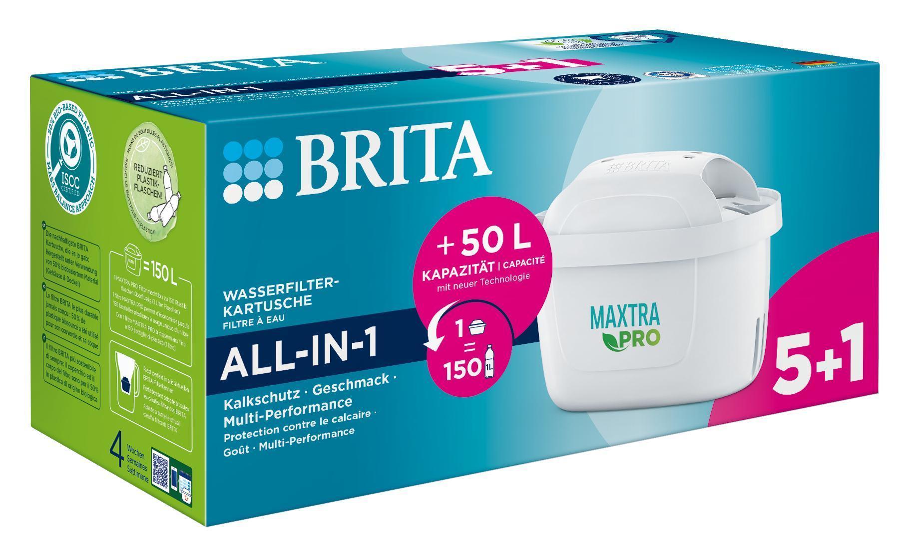 Filtro per acqua da tavolo BRITA Cartuccia filtrante Maxtra Pro, confezione da 6