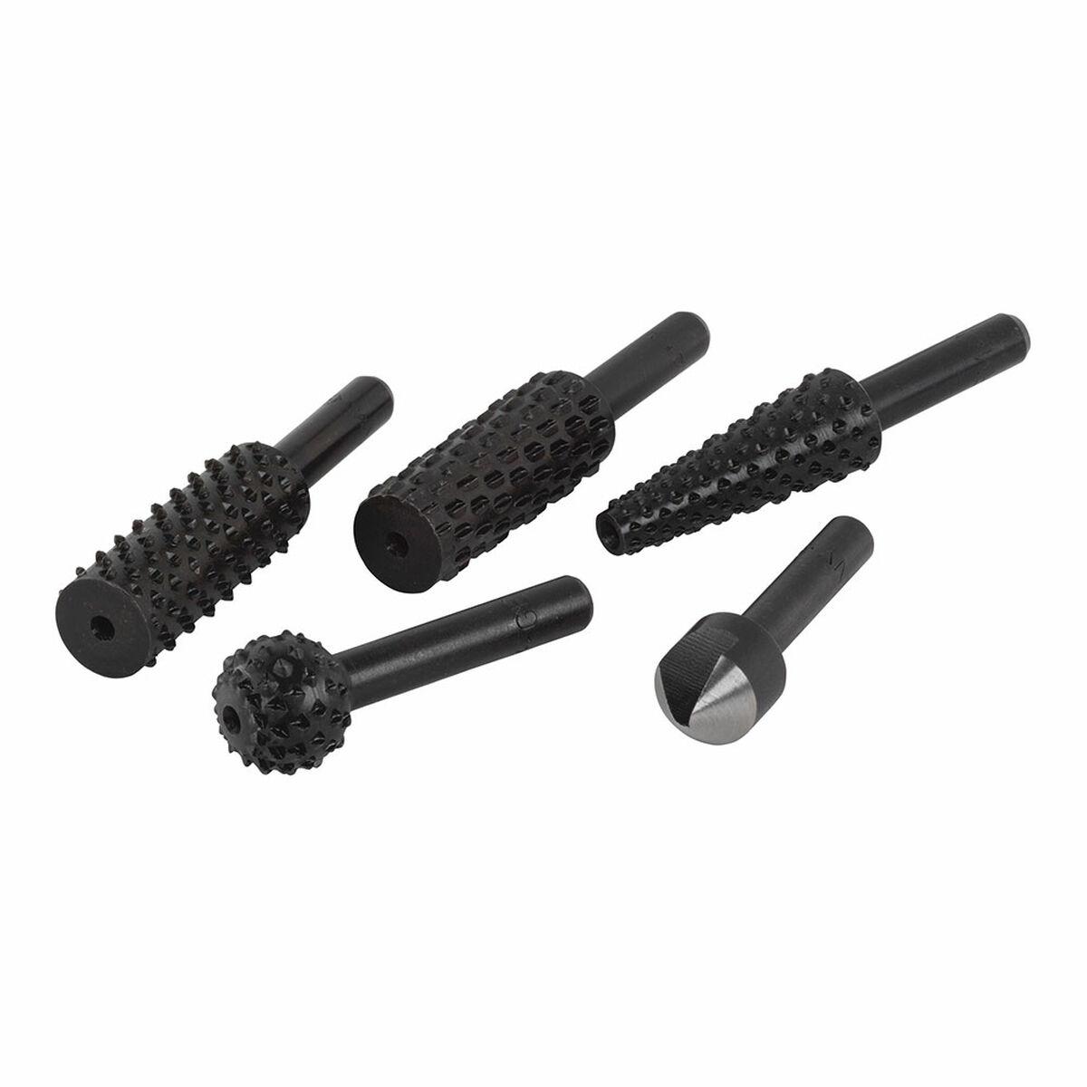 Wolfcraft 2540000 Set di raspe da 5 pezzi, nero