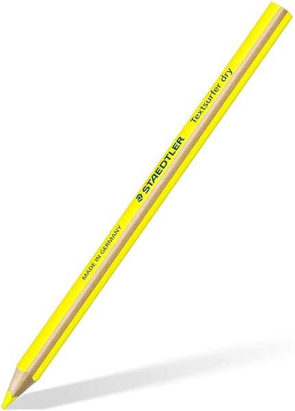 STAEDTLELER TEXTSURFER DRY 128 64 Fluorescente di colore triangolare - Mine da 4 mm - Wood forestale sostenibile - colore giall