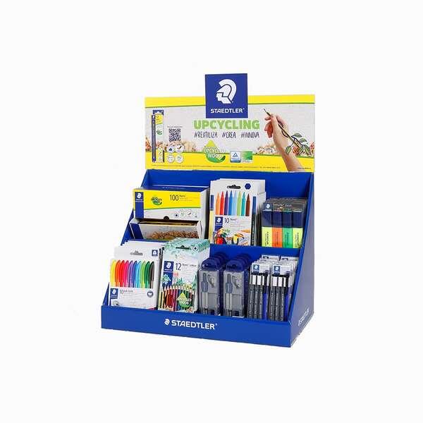 Espositore da tavolo Staedtler con 8 unità 185 C12, 5 unità 364-S WP4P, 6 unità 326 C10, 10 unità 308 S1 WP3, 1 unità 120H