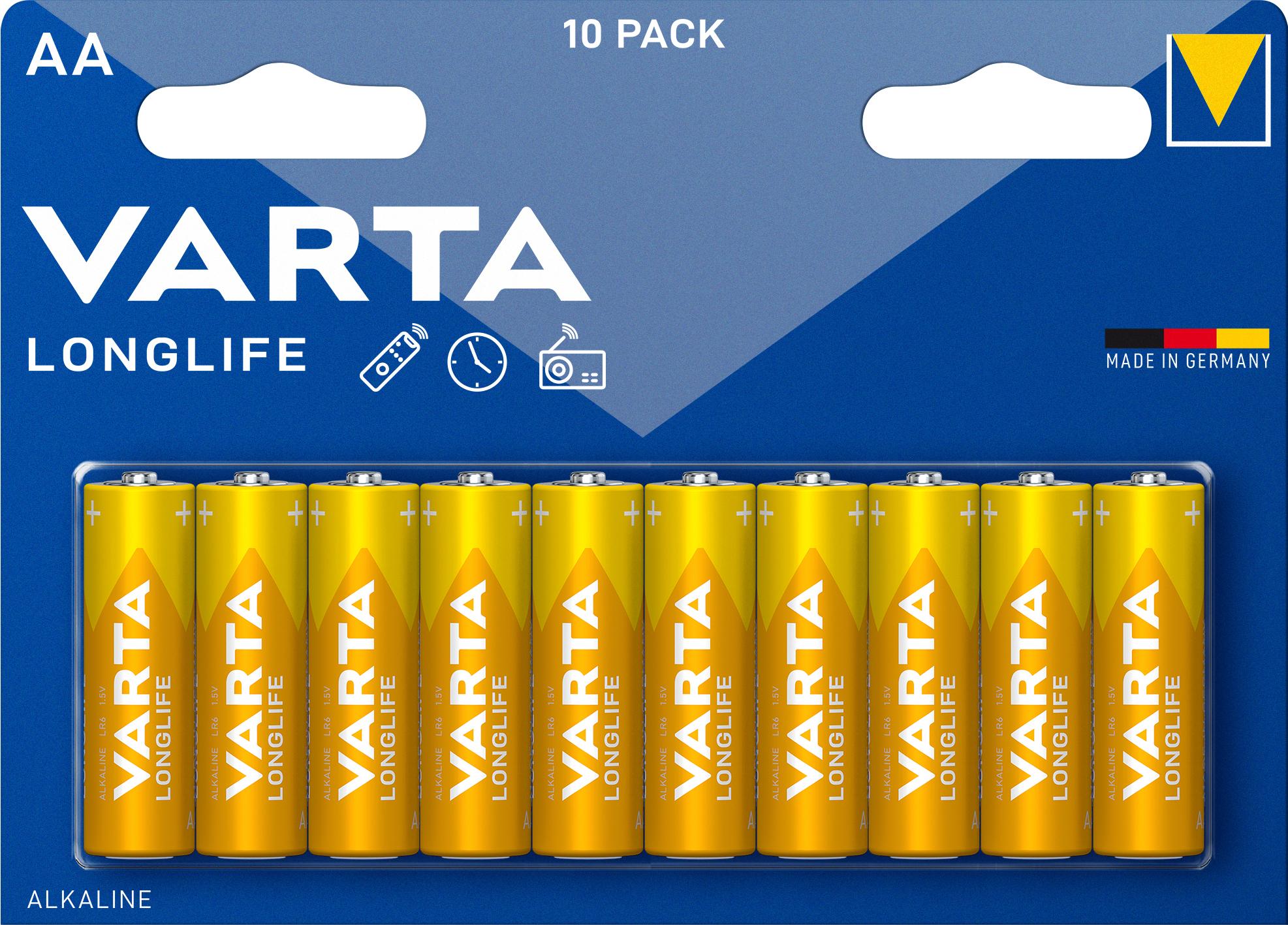 BATTERIA STILO AA 15V LR06 LONG LIFE 10PZ VARTA MEGAPACK