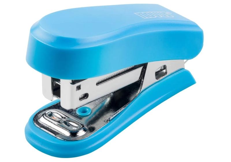 Novus Mini Compact Stapler - Fino a 12 follies - Ferma chiusa e aperta - Include 320 punti colorati - colore blu