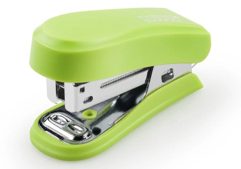 Novus Mini Compact Stapler - Fine fino a 12 follie - Ferma chiusa e aperta - Include base da 320 punti - colore verde