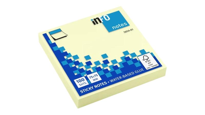 Blocco note globali inFO da 100 foglietti adesivi 75 x 75 mm - Certificazione FSC? - Colore giallo