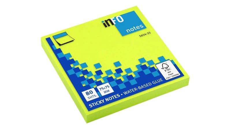 Global Notes inFO Blocco brillante da 80 foglietti adesivi 75 x 75 mm - Certificazione FSC? - Colore verde