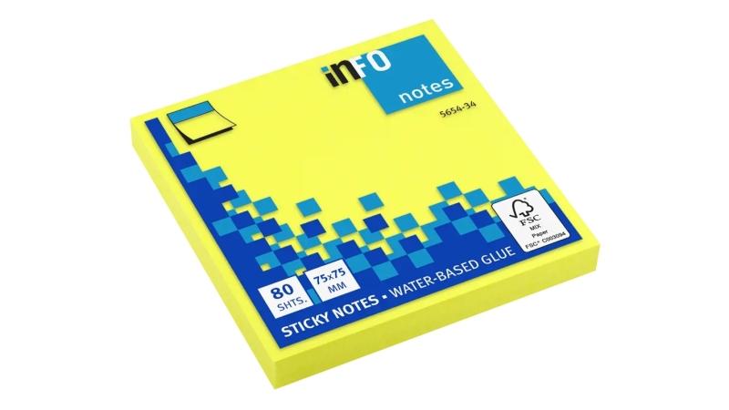 Global Notes inFO Blocco brillante da 80 foglietti adesivi 75 x 75 mm - Certificazione FSC? - Colore giallo